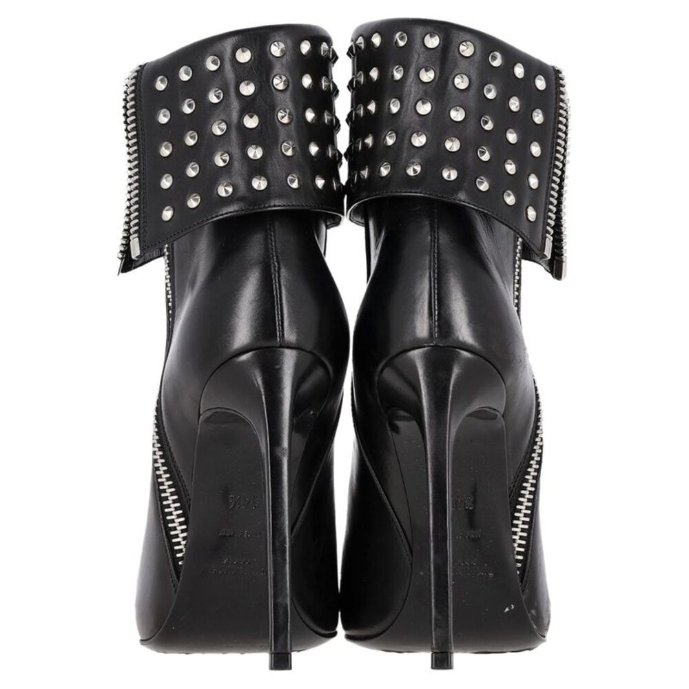 Saint Laurent Paris Fold Over Studded Booties in Black Leather - Picture 5 of 9